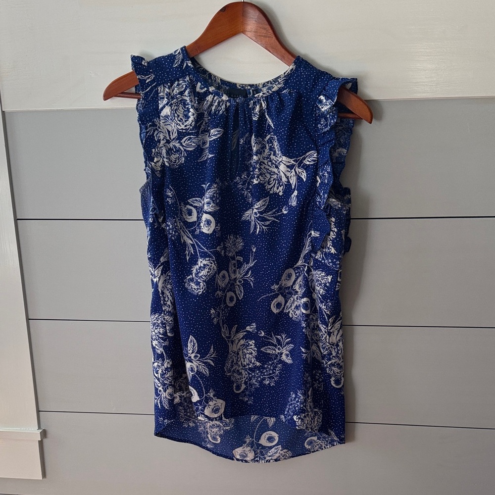 Kaari Blue Floral Button-Front Top